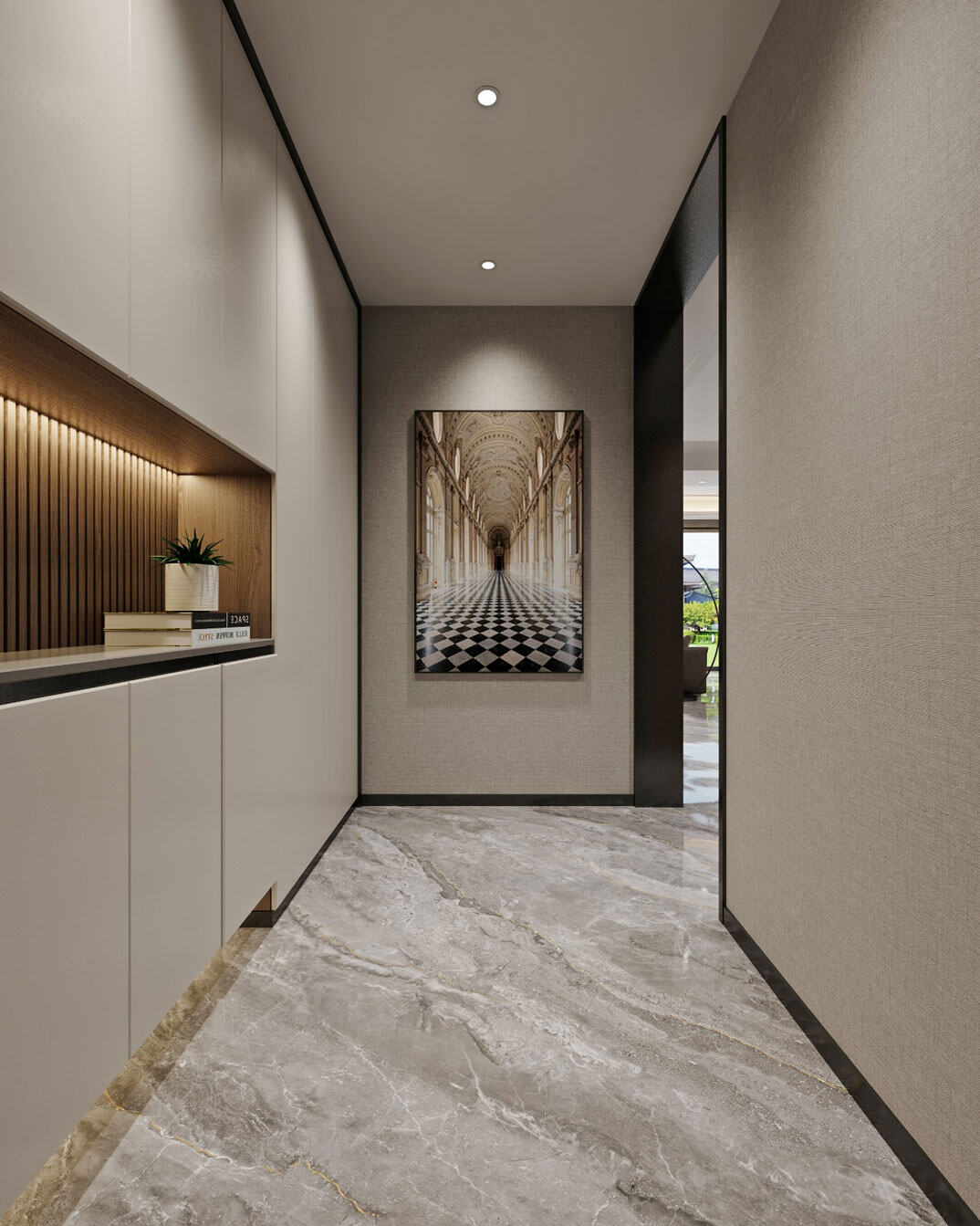 青島小鎮175㎡別墅下疊玄關走廊輕奢極簡風格裝修案例效果圖.jpg