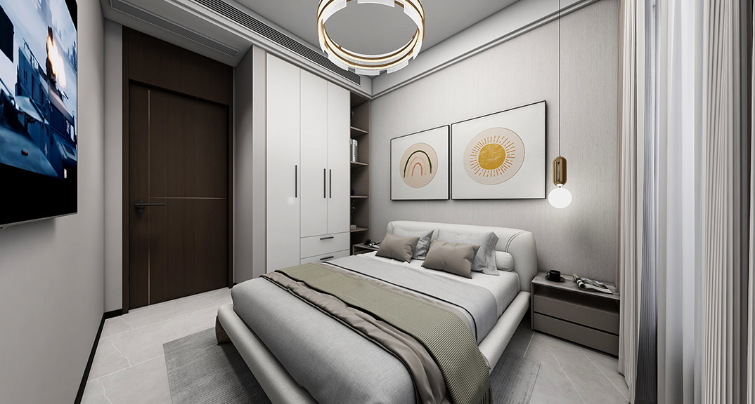 昆侖府150㎡疊拼上疊臥室現代輕奢風格裝修案例效果圖.jpg