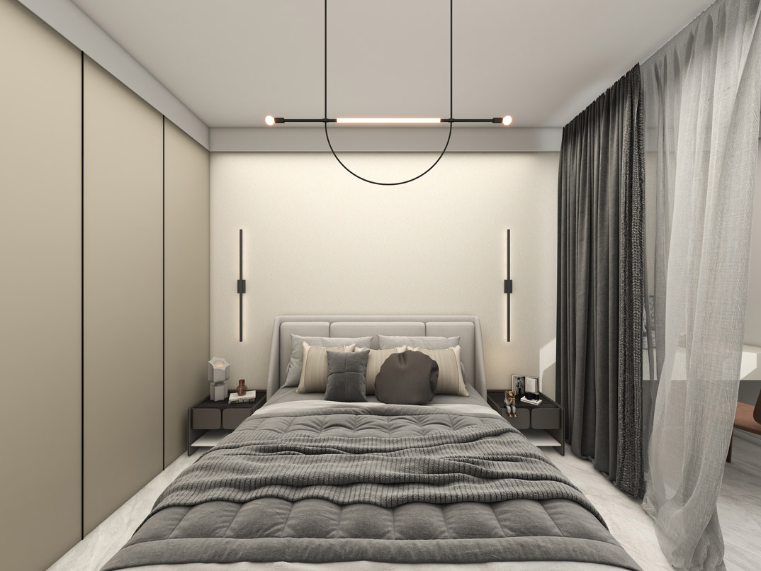 保利時代110㎡三室兩廳主臥現代風格裝修案例效果圖.jpg
