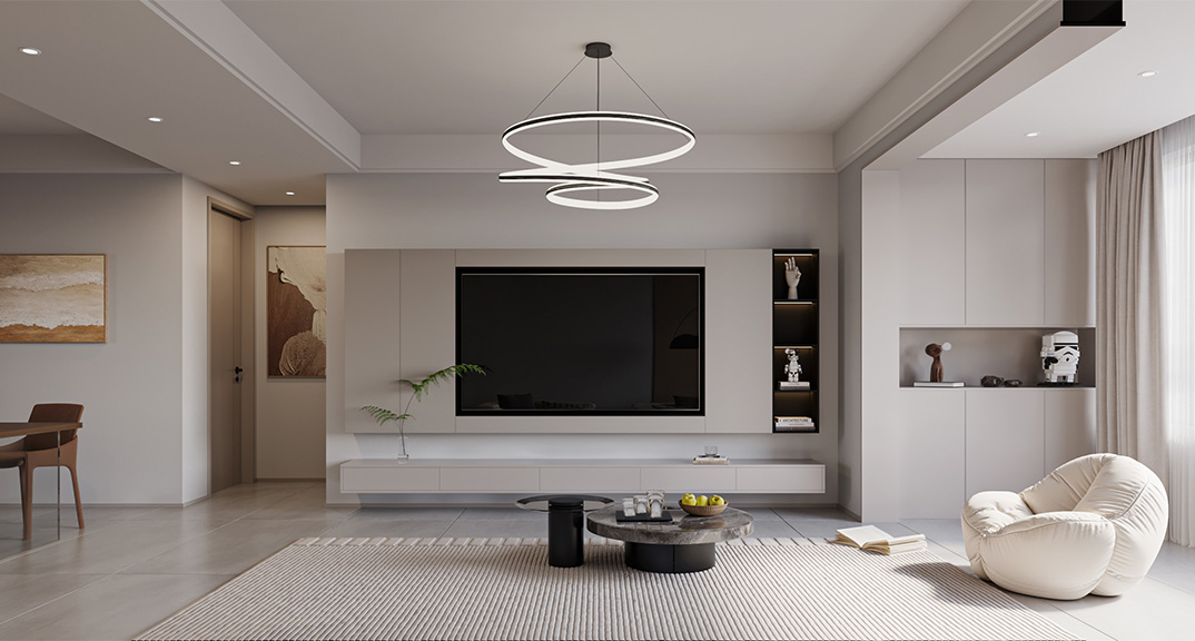 大連花園128㎡三室兩廳客廳電視現代簡約風格裝修案例效果圖.jpg